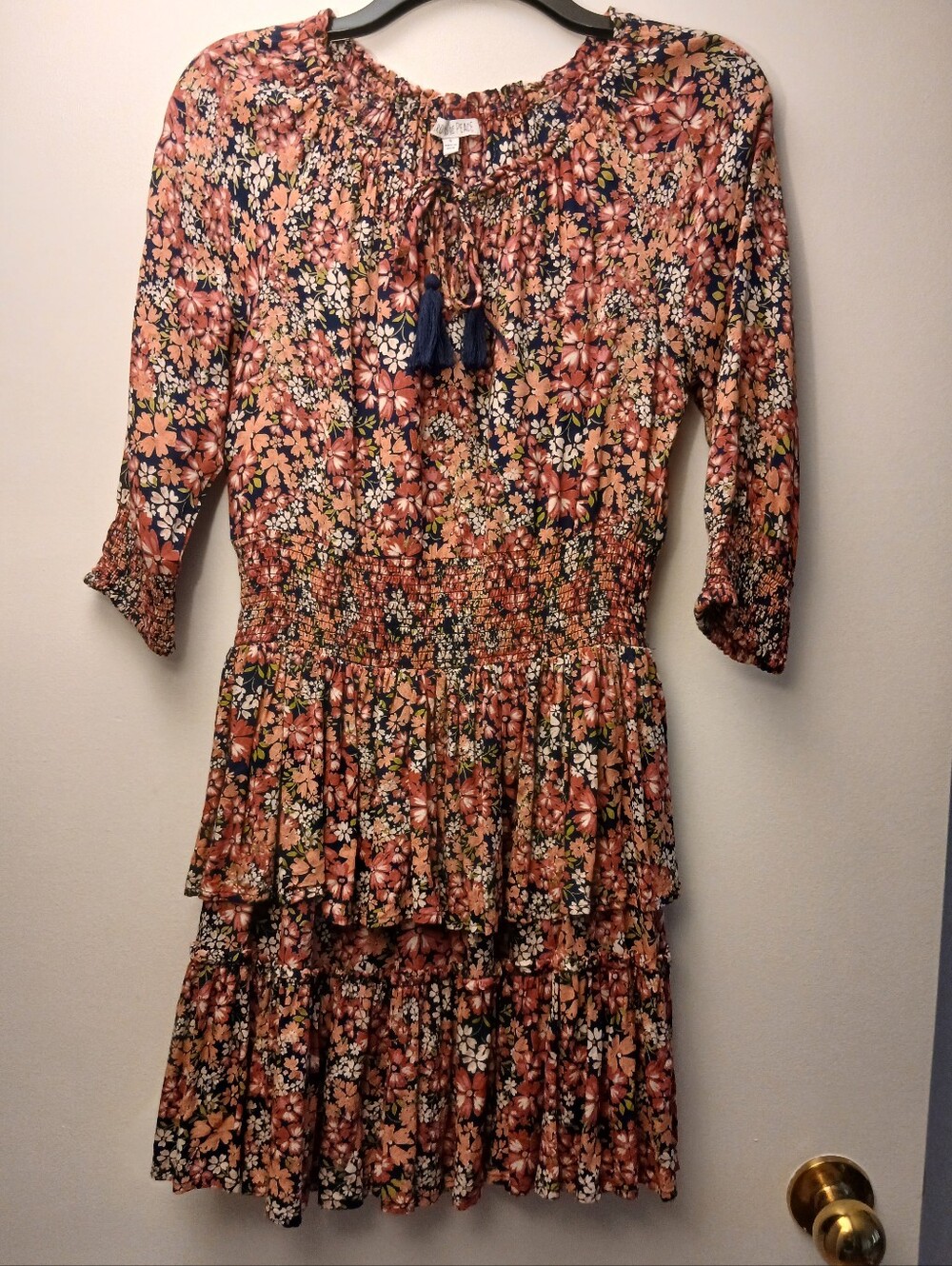 Partons of Peace Floral Tiered Smocked Waist Dress - Pink Floral